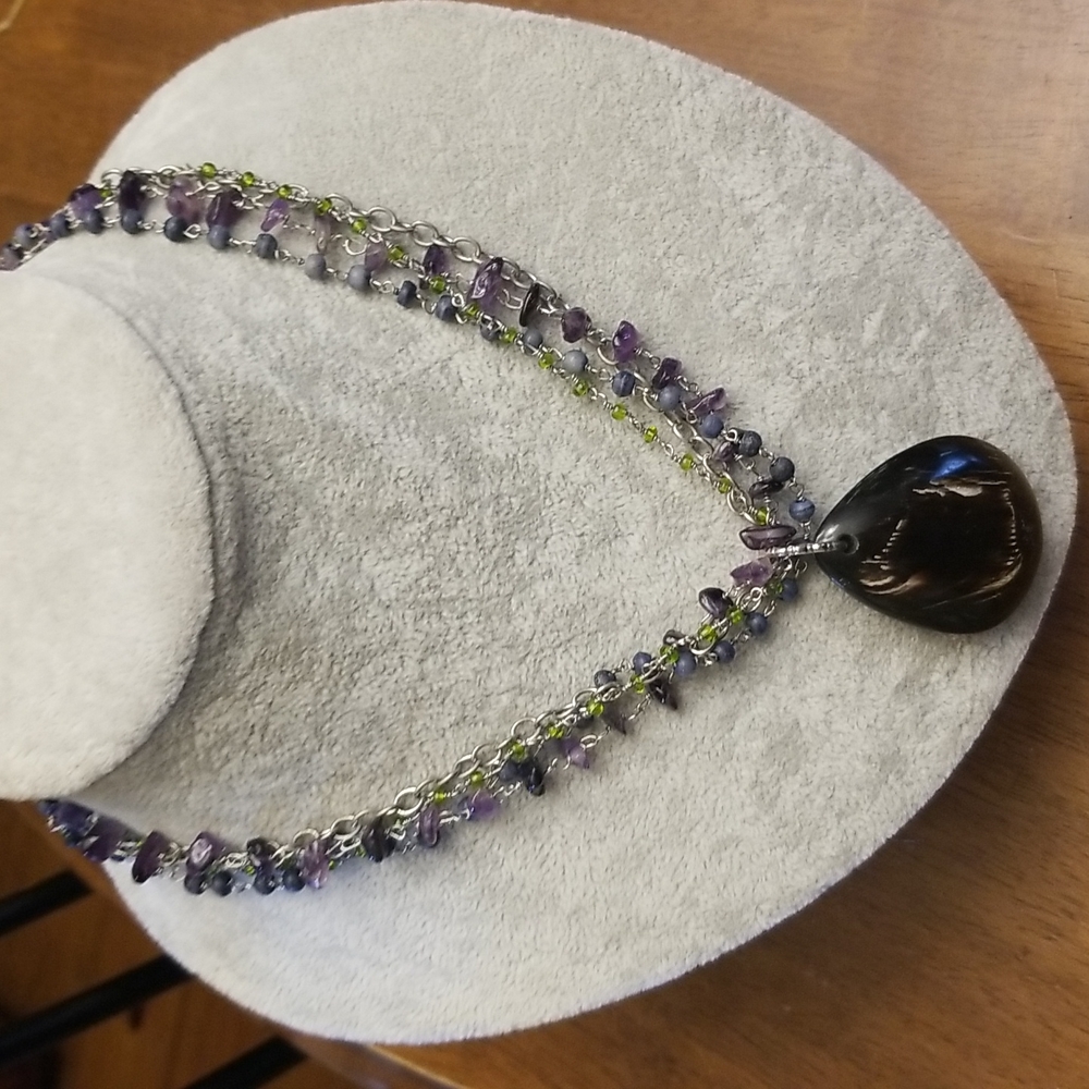 Amethyst and stone silver necklace